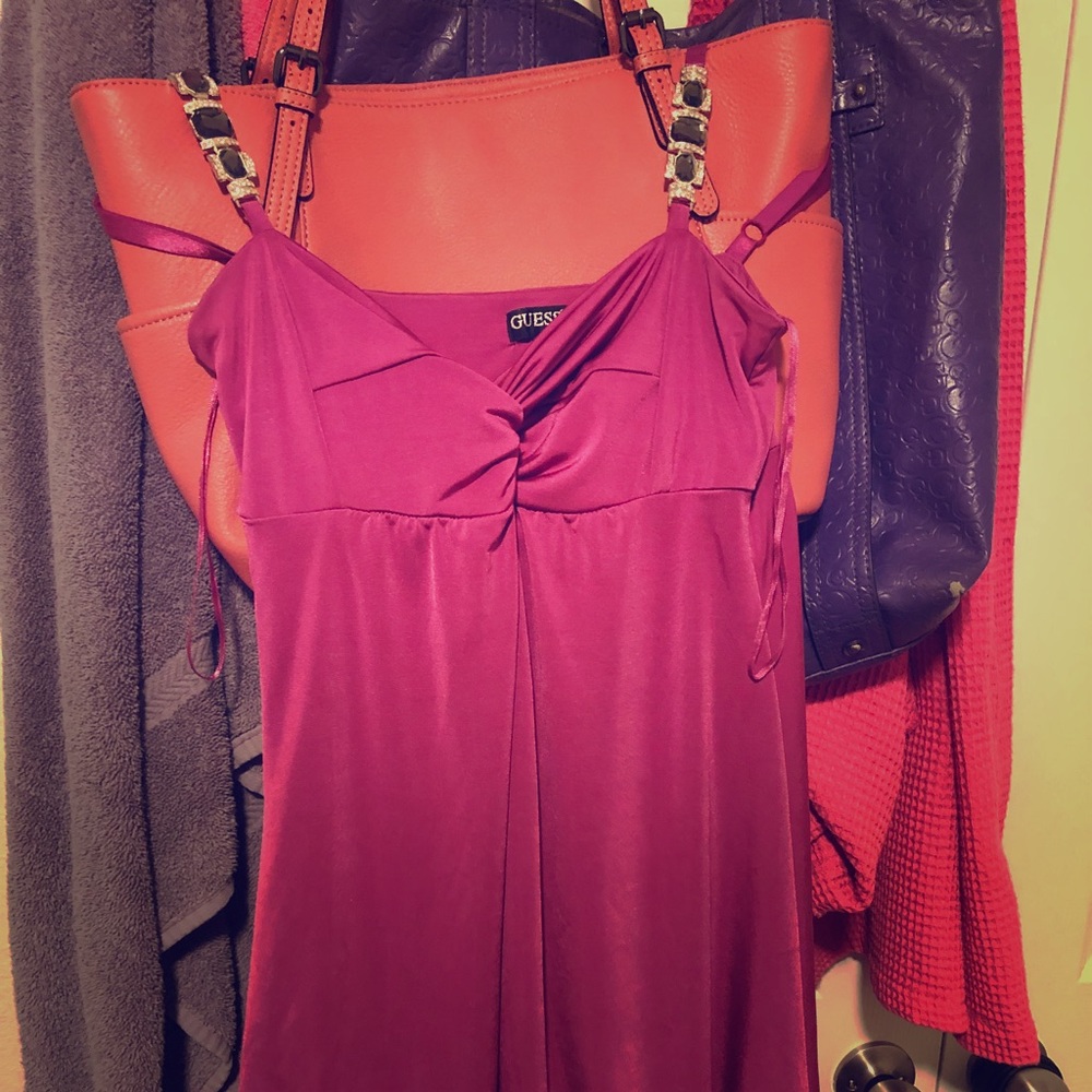 Hot pink guess jeans dress